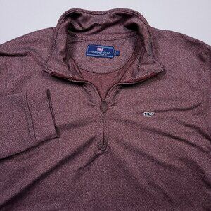 Vineyard Vines Herringbone Half Zip Crimson Performance Pullover Golf Preppy XXL